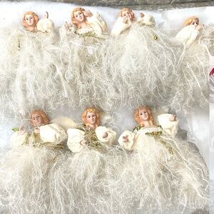 Vintage Victorian Angel Ornament Set of 7 – Feather Skirt Ladies Christmas Decor